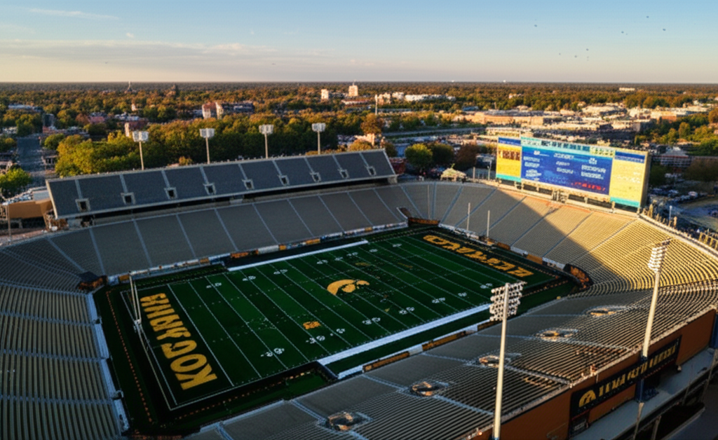 Kinnick Stadium at sunset